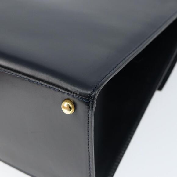 CELINE Circle Hand Bag Leather Navy Gold Auth 149129 - Picture 15 of 16